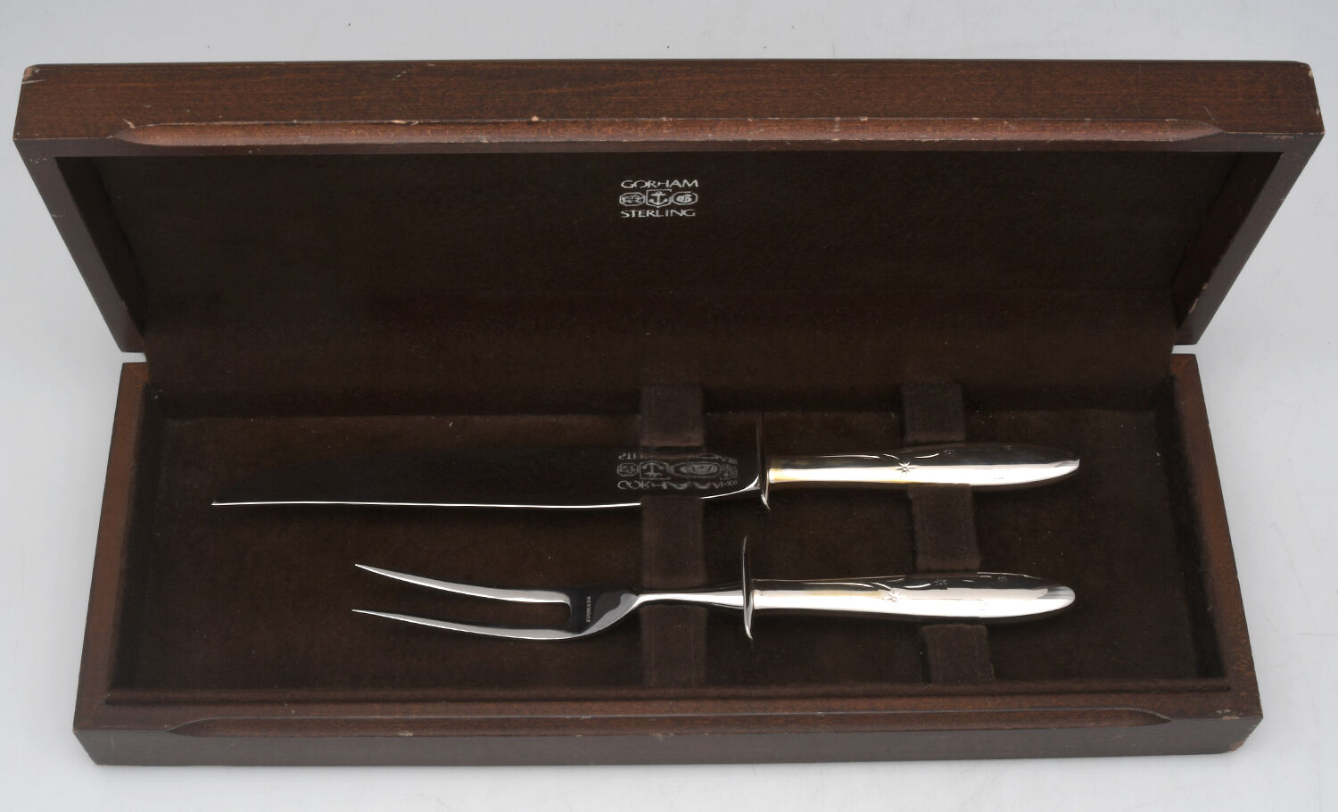 Celeste (Sterling, 1956) 2 Piece Large Carving Set,Sterling Guards w/Box by Gorham Silver-1