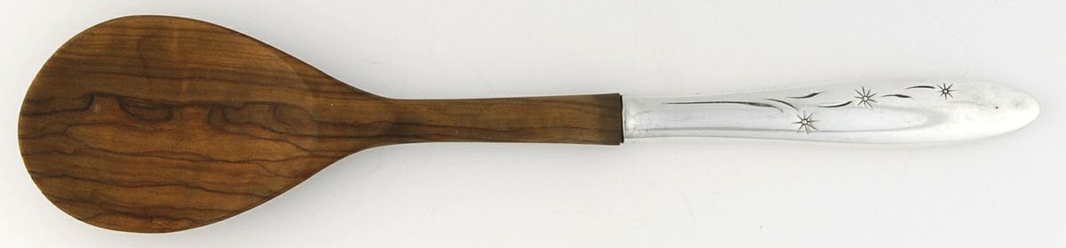Celeste (Sterling, 1956) Salad Serving Spoon with Wooden Bowl by Gorham Silver-1