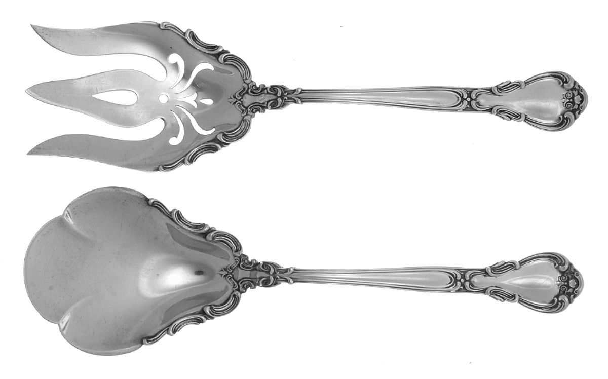 Chantilly (Sterling, 1895, Lion-Anchor-G, No Mono) (2 Pc) Solid Salad Set by Gorham Silver-1