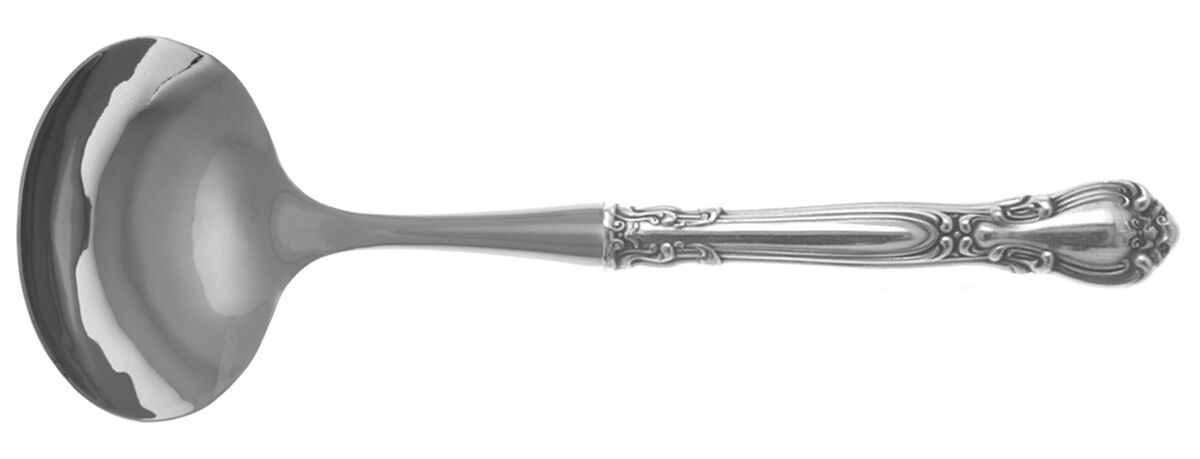 Chantilly (Sterling, 1895, Lion-Anchor-G, No Mono) Gravy Ladle with No Spout Stainless Bowl HC by Gorham Silver-1