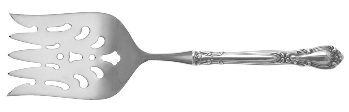 Chantilly (Sterling, 1895, Lion-Anchor-G, No Mono) Fish Serving Fork with Stainless Tines HC by Gorham Silver-1