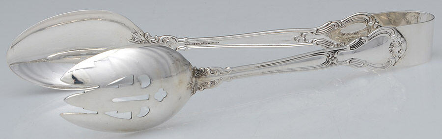 Chantilly (Sterling, 1895, Lion-Anchor-G, No Mono) Salad Tongs Solid HC by Gorham Silver-1