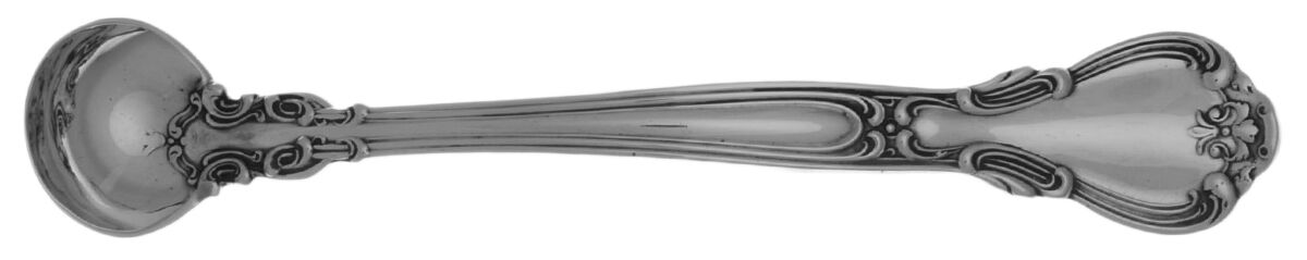 Chantilly (Sterling, 1895, Lion-Anchor-G, No Mono) Mustard Spoon Solid HC by Gorham Silver-1