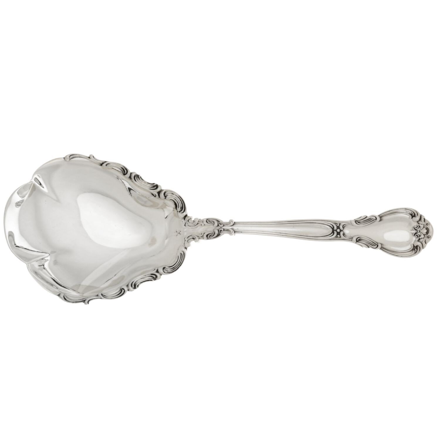 Chantilly (Sterling, 1895, Lion-Anchor-G, No Mono) Large Solid Shell Berry/Casserole Spoon by Gorham Silver-1