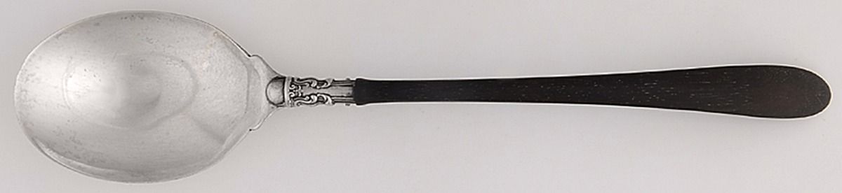 Chantilly (Sterling, 1895, Lion-Anchor-G, No Mono) Ebony Handle Chafing Dish Serving Spoon by Gorham Silver-1