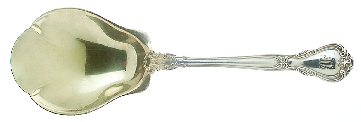 Chantilly (Sterling, 1895, Lion-Anchor-G, No Mono) Large Solid Shell Berry/Casserole Spoon by Gorham Silver-1