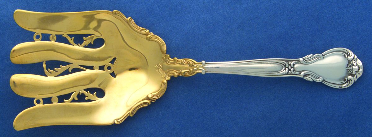 Chantilly (Sterling, 1895, Lion-Anchor-G, No Mono) Large Solid Asparagus Serving Fork by Gorham Silver-1