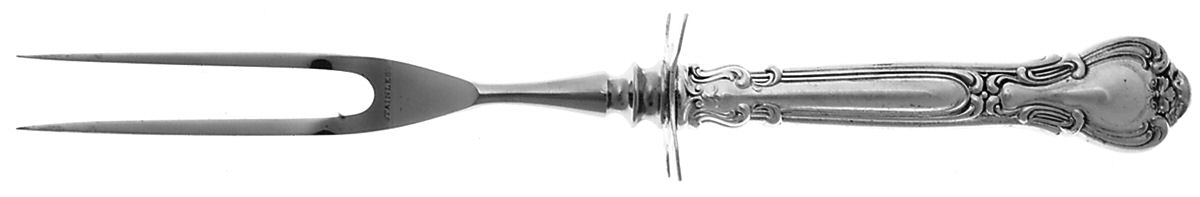 Chantilly (Sterling, 1895, Lion-Anchor-G, No Mono) Small Carving Fork Stainless Prong w/Sterling Guar by Gorham Silver-1