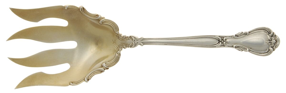 Chantilly (Sterling, 1895, Lion-Anchor-G, No Mono) Small Solid Fish Serving Fork by Gorham Silver-1