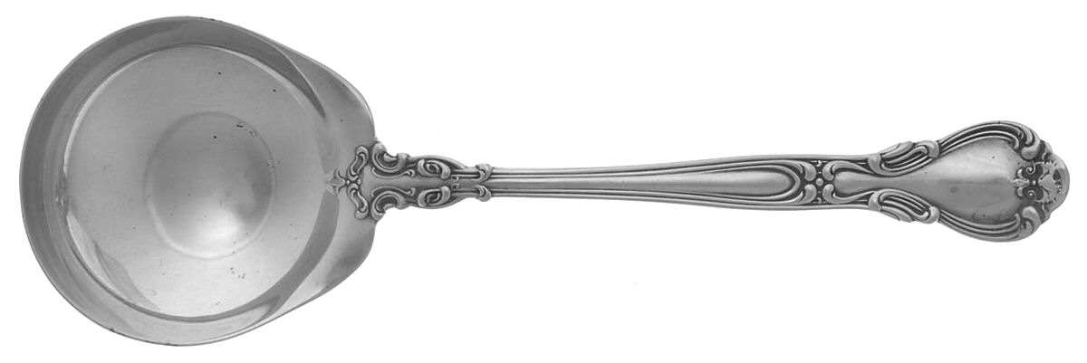 Chantilly (Sterling, 1895, Lion-Anchor-G, No Mono) Round Bowl Soup Spoon (Bouillon) by Gorham Silver-1
