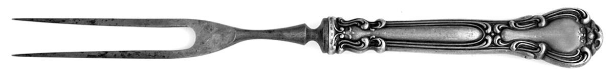 Chantilly (Sterling, 1895, Lion-Anchor-G, No Mono) Small Steak Carving Fork with Stainless Prongs by Gorham Silver-1