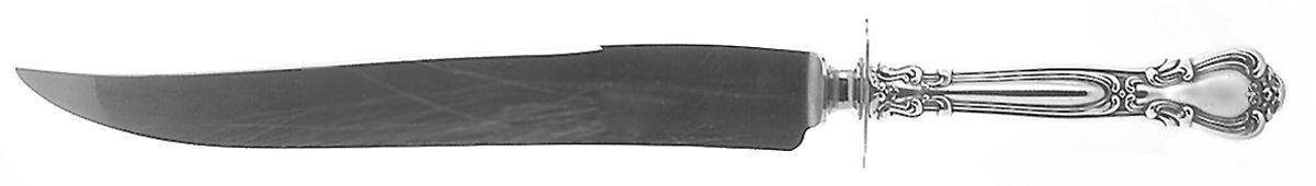 Chantilly (Sterling, 1895, Lion-Anchor-G, No Mono) Large Carving/Roast Knife StnlBl w/Sterling Guard by Gorham Silver-1