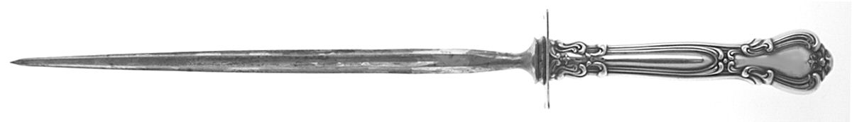 Chantilly (Sterling, 1895, Lion-Anchor-G, No Mono) Large Knife Sharpener-Steel Rod w/Sterling Guard by Gorham Silver-1