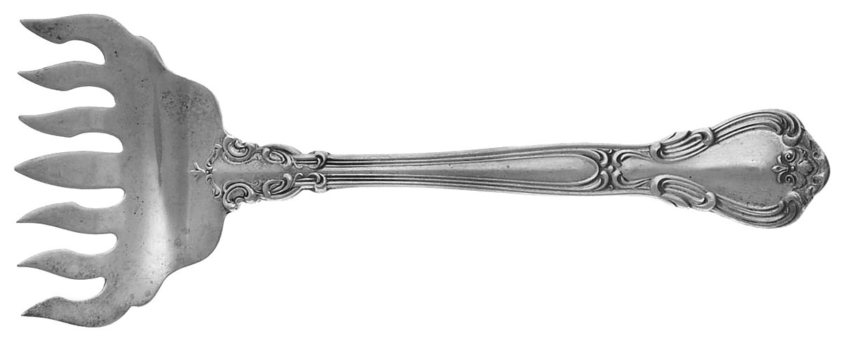 Chantilly (Sterling, 1895, Lion-Anchor-G, No Mono) Large Solid Tined Sardine Serving Fork by Gorham Silver-1
