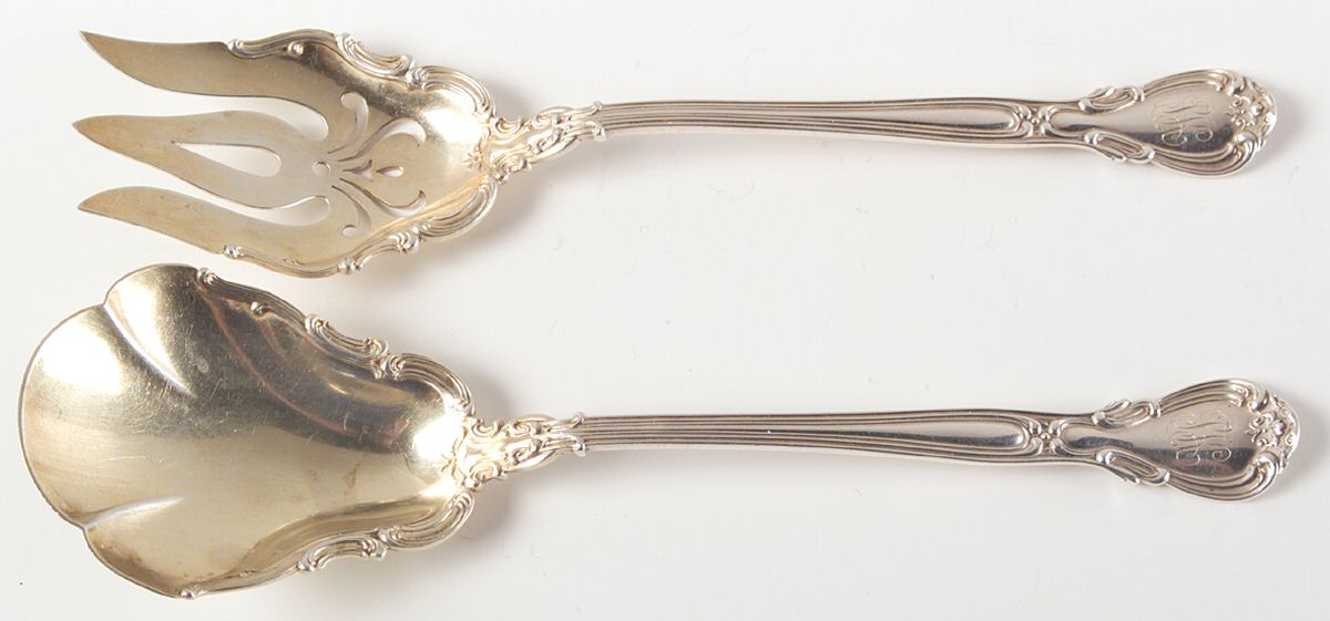 Chantilly (Sterling, 1895, Lion-Anchor-G, No Mono) Solid Oversized Serving Salad Set by Gorham Silver-1
