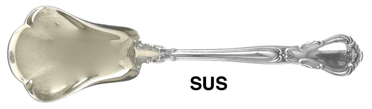 Chantilly (Sterling, 1895, Lion-Anchor-G, No Mono) Sugar Shell Spoon by Gorham Silver-1