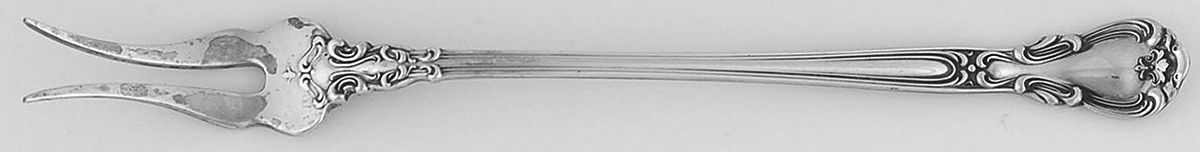 Chantilly (Sterling, 1895, Lion-Anchor-G, No Mono) Two-Tine Butter Pick by Gorham Silver-1