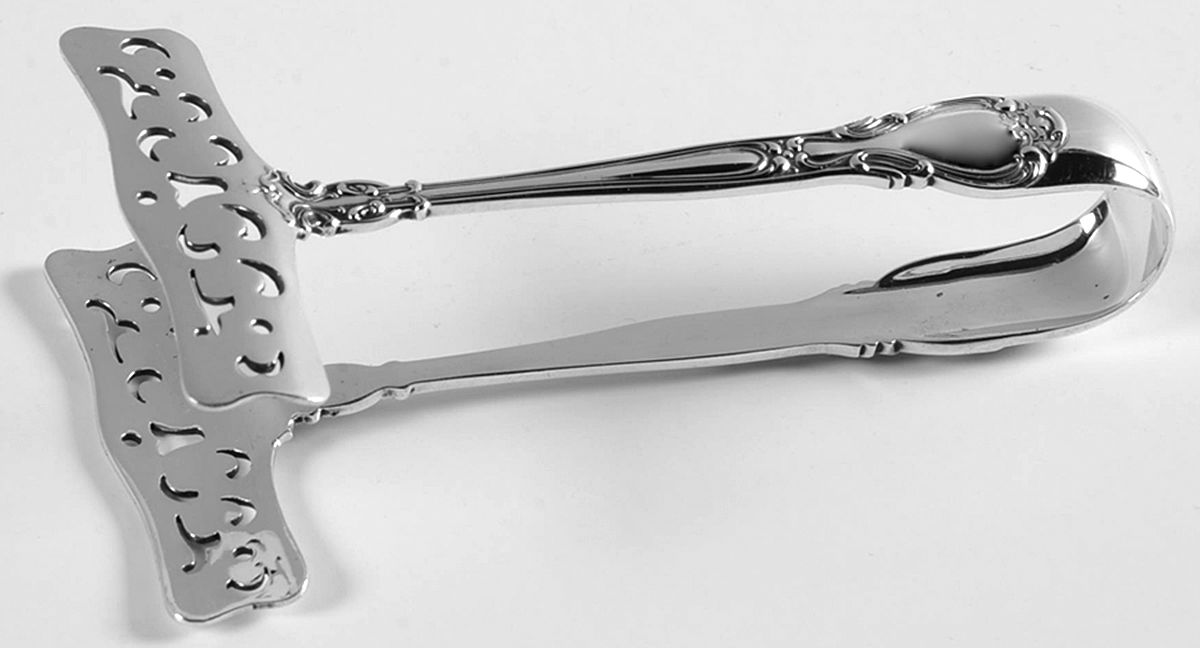 Chantilly (Sterling, 1895, Lion-Anchor-G, No Mono) Small Solid Sandwich Tongs by Gorham Silver-1
