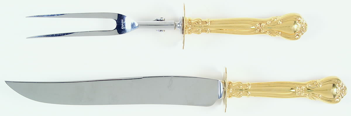 Chantilly-Gold Vermeil (Sterling, 1895) Large 2-Piece Roast Carving Set w/Stainless Blade by Gorham Silver-1