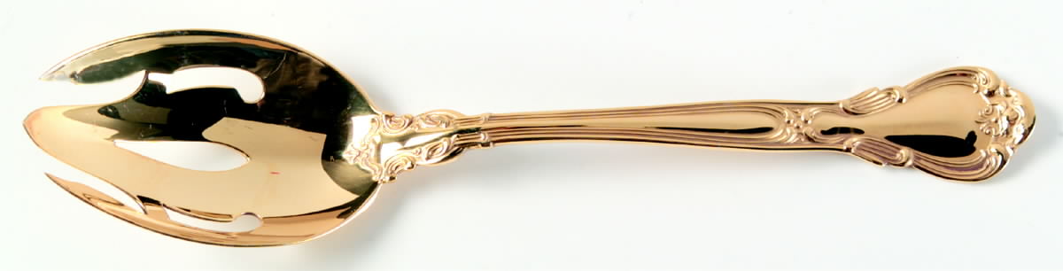 Chantilly-Gold Vermeil (Sterling, 1895) Pierced Tablespoon (Serving Spoon) by Gorham Silver-1