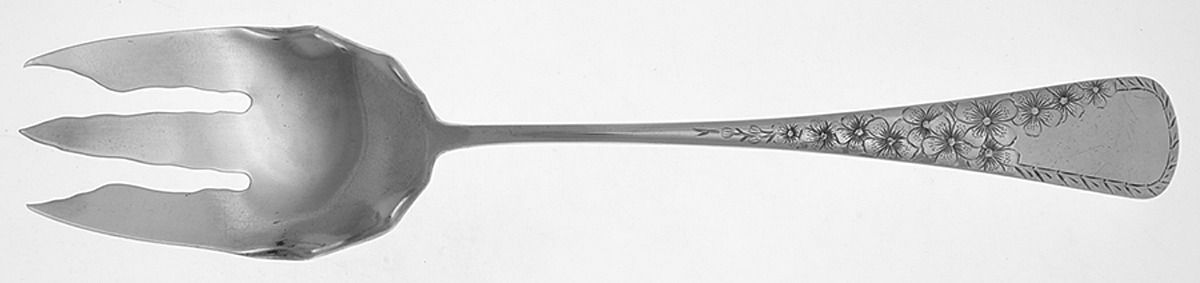 Cherry Blossom-Engraved (Sterlng, 1894) Solid Salad Serving Fork by Gorham Silver-1