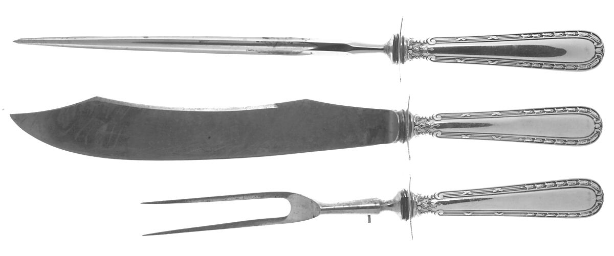 Chesterfield (Sterling, 1908) Large 3-Piece Roast Carving Set w/ Stainless Blade by Gorham Silver-1