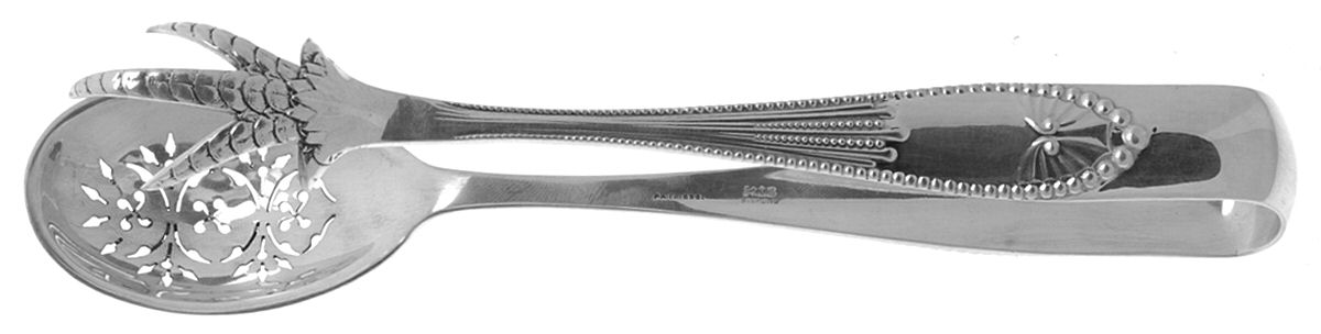 Chippendale (Sterling, 1890) Large Ice Serving Tongs by Gorham Silver-1