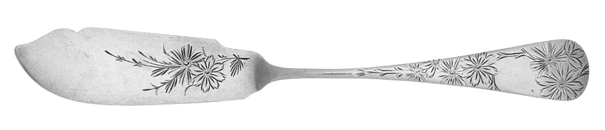 Chrysanthemum (Sterling, 1885) Flat Handle Bright Cut Master Butter by Gorham Silver-1