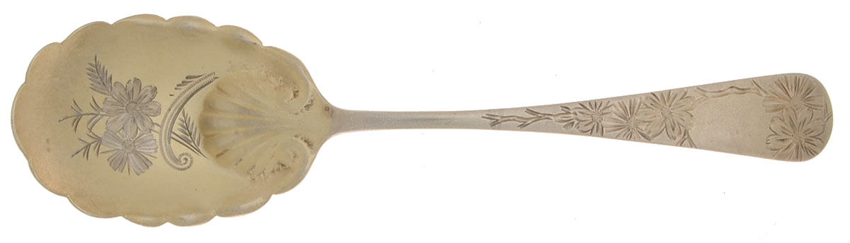 Chrysanthemum (Sterling, 1885) Bright Cut Bowl Sugar Spoon by Gorham Silver-1