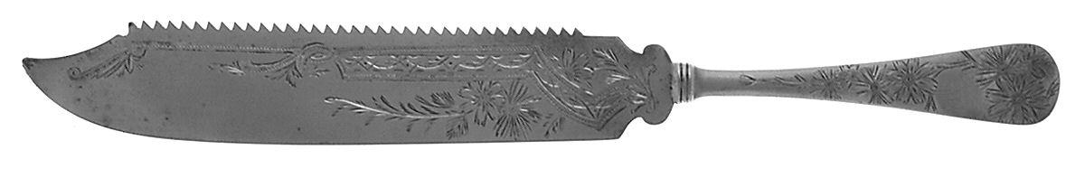 Chrysanthemum (Sterling, 1885) Solid Bright Cut Cake Saw by Gorham Silver-1
