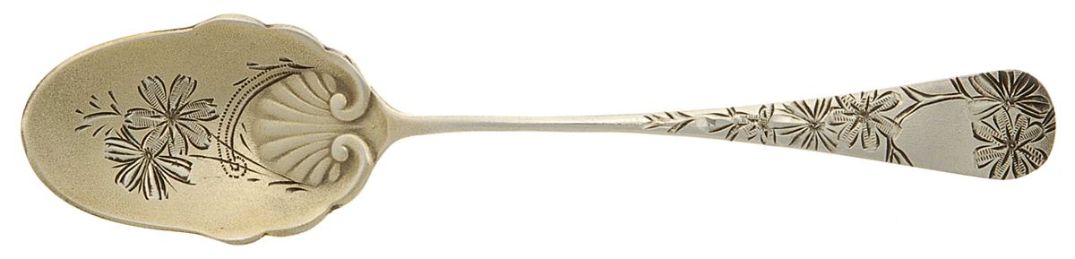Chrysanthemum (Sterling, 1885) Ice Cream Serving Spoon Solid Bright Cut by Gorham Silver-1