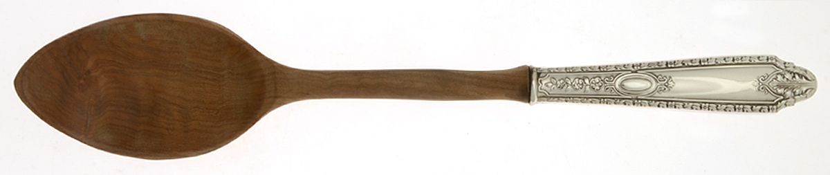 Cinderella (Sterling, 1925) Salad Serving Spoon with Wooden Bowl by Gorham Silver-1