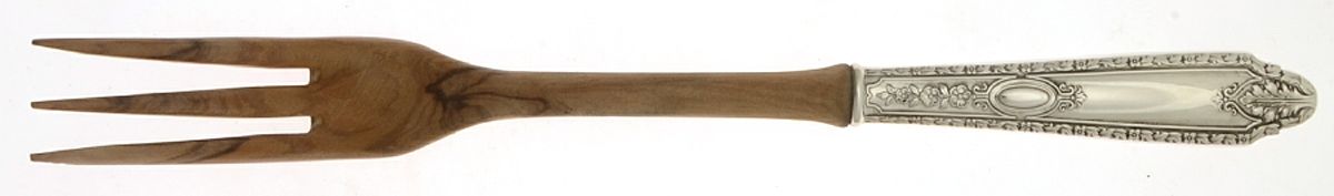 Cinderella (Sterling, 1925) Salad Serving Fork with Wooden Prongs by Gorham Silver-1