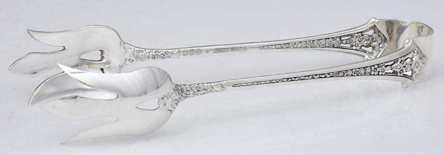 Classic Bouquet (Sterling, 1972) Solid Lettuce Tongs by Gorham Silver-1