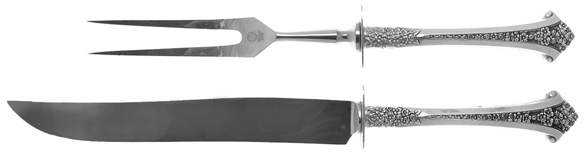 Classic Bouquet (Sterling, 1972) Small Steak 2-Piece Carving Set w/Stainless Blade by Gorham Silver-1