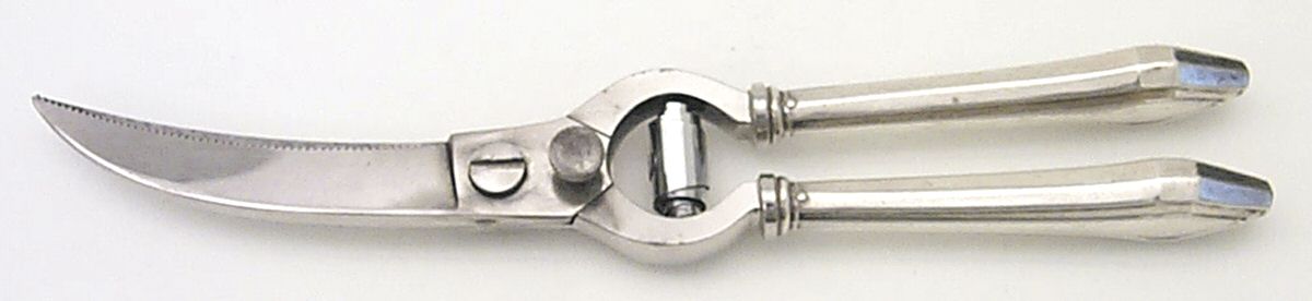 Clermont (Sterling, 1915, No Monograms) Poultry Shears with Stainless Blades by Gorham Silver-1