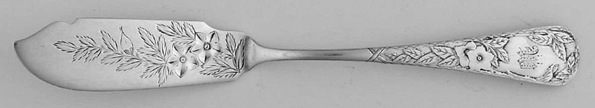 Clematis (Sterling, 1885) Flat Handle Bright Cut Master Butter by Gorham Silver-1