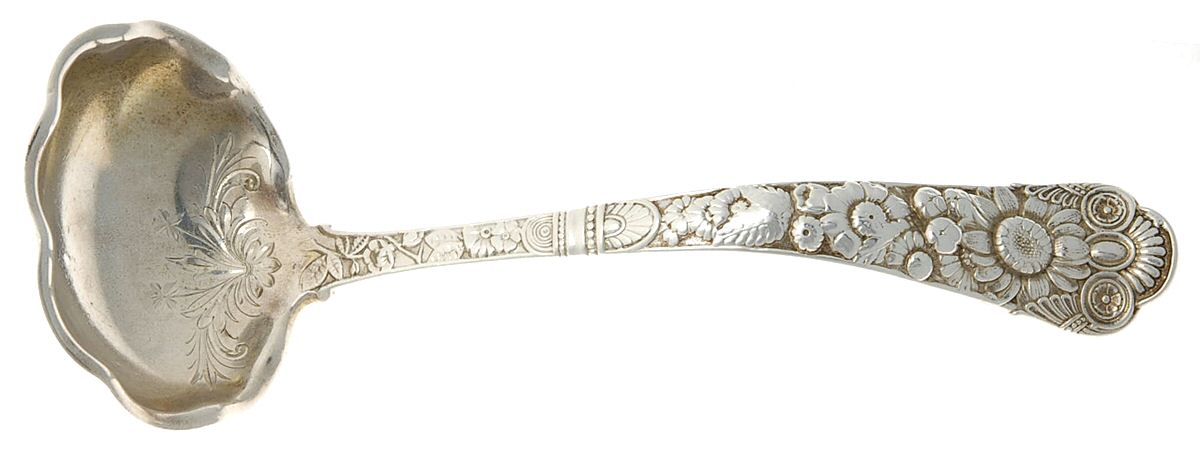 Cluny (Sterling, 1880-1883) Gravy Ladle, Brightcut Solid Piece by Gorham Silver-1