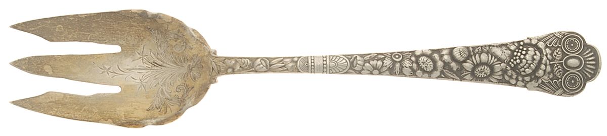 Cluny (Sterling, 1880-1883) Salad Serving Fork Solid Oversize Bright Cut by Gorham Silver-1