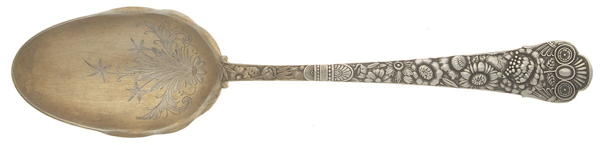 Cluny (Sterling, 1880-1883) Salad Serving Spoon Solid Oversize Bright Cut by Gorham Silver-1
