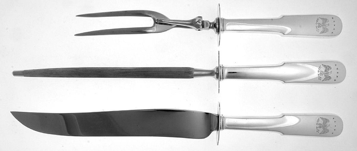 Colonial Eagle (Sterling, 1959) (3 Pc)Carving Set-Lg Stnbl/Roast w/Sterling Guard by Gorham Silver-1