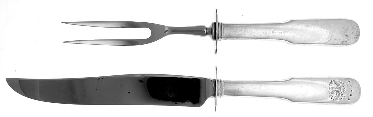 Colonial Eagle (Sterling, 1959) 2 Piece Small Carving Set W/ Sterling Guard by Gorham Silver-1