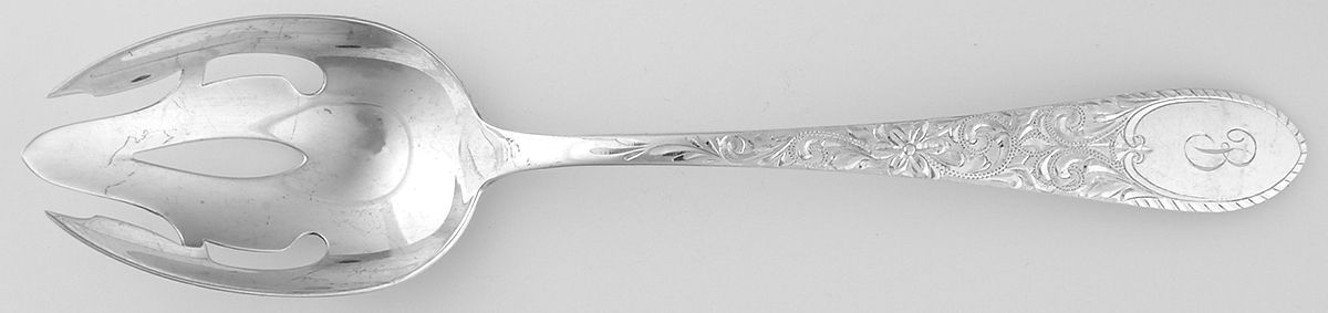 Colonial Engraved (Sterling) Pierced Tablespoon (Serving Spoon) by Gorham Silver-1