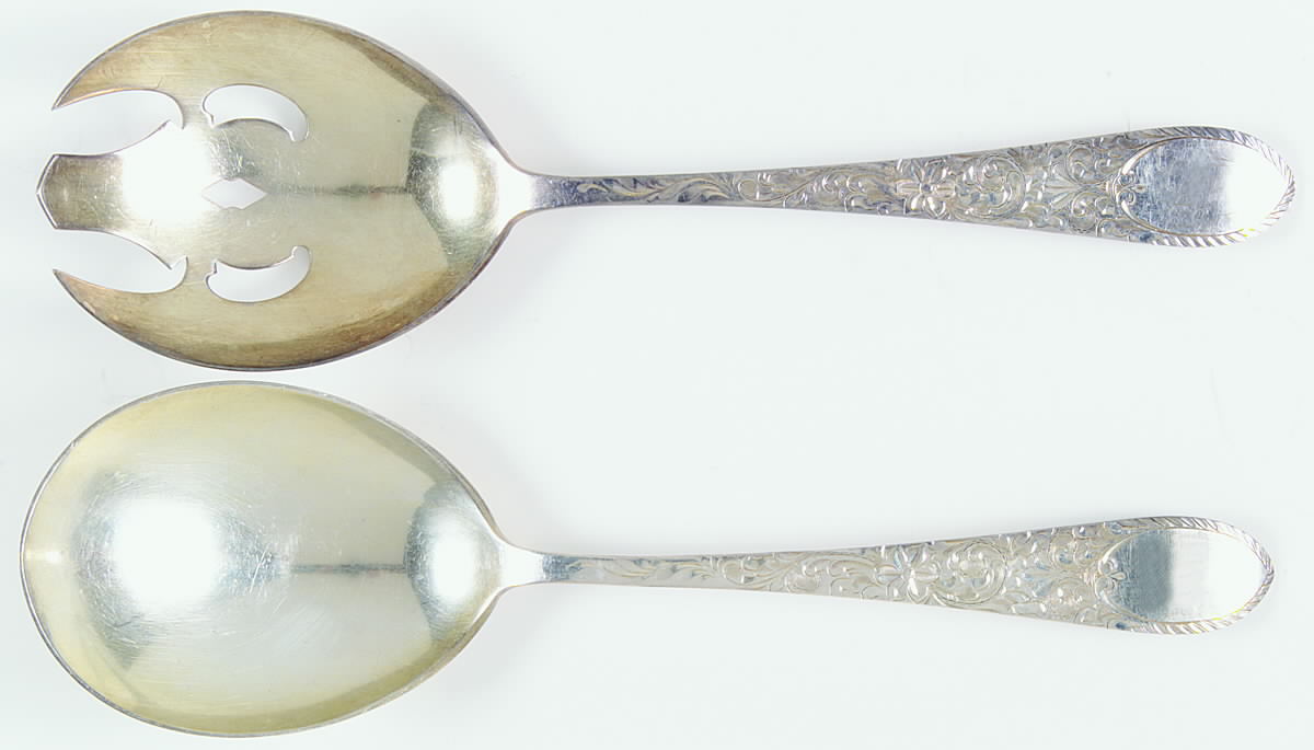 Colonial Engraved (Sterling) (2 Pc) Solid Salad Set by Gorham Silver-1