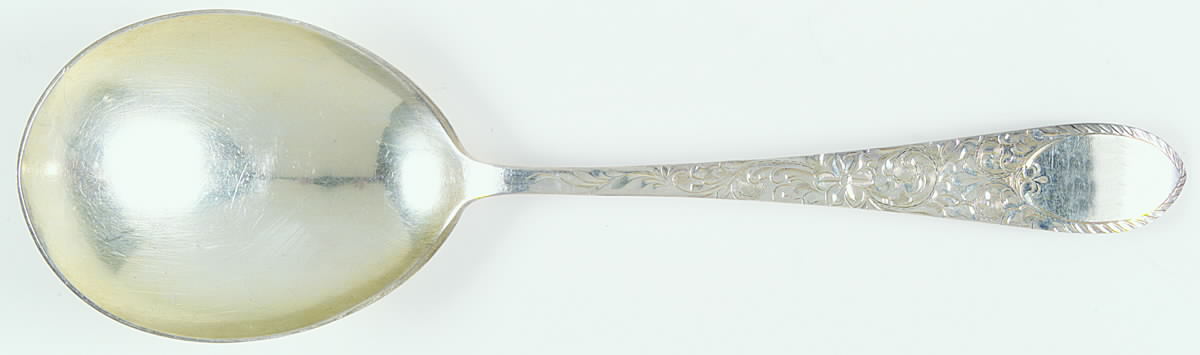 Colonial Engraved (Sterling) Solid Salad Serving Spoon by Gorham Silver-1