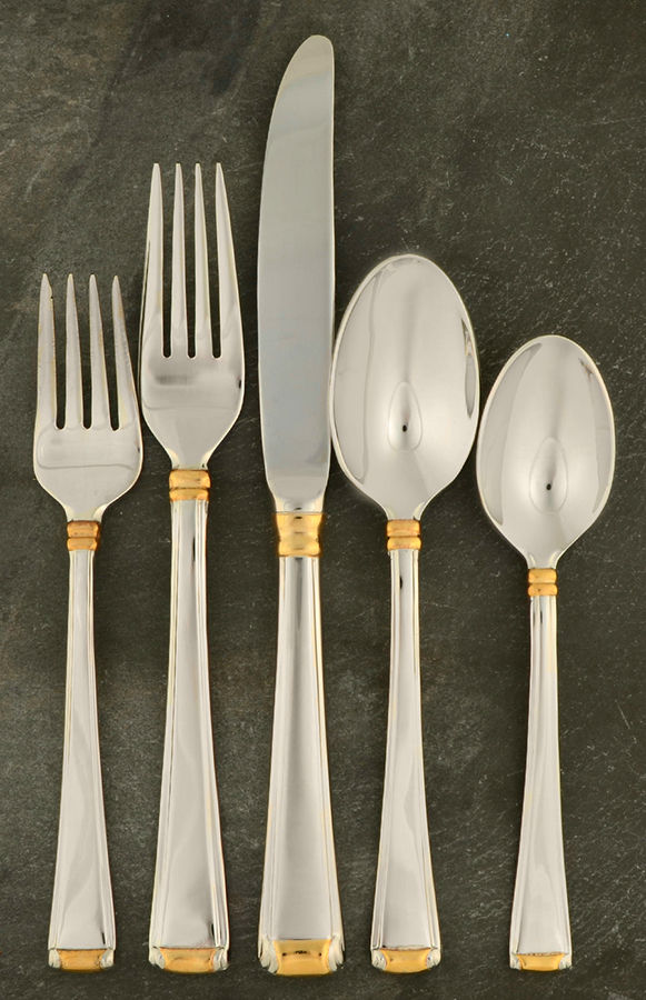 Column Gold (Stainless, Gold Accent) 5 Piece Place Setting by Gorham Silver-1