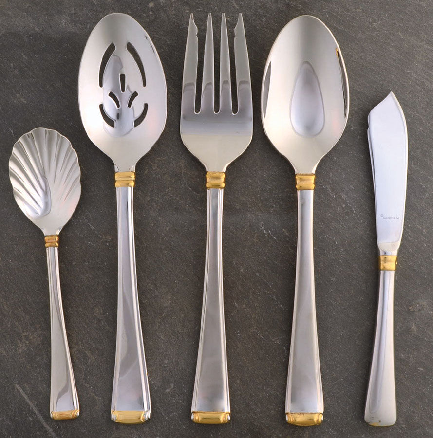 Column Gold (Stainless, Gold Accent) 5 Piece Hostess Set by Gorham Silver-1