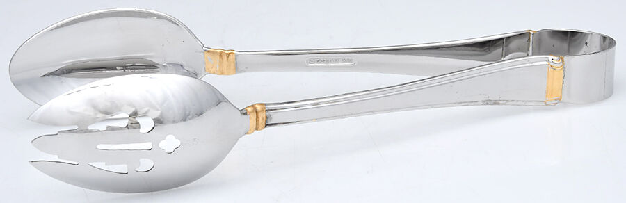 Column Gold (Stainless, Gold Accent) Salad Tongs Solid HC by Gorham Silver-1