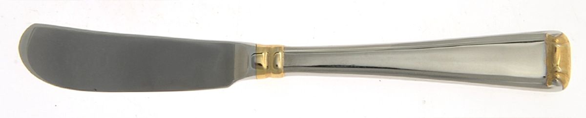 Column Gold (Stainless, Gold Accent) Butter Spreader Hollow Hdl-Paddle/Stainless Blade by Gorham Silver-1