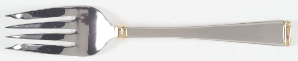 Column Gold (Stainless, Gold Accent) Medium Solid Cold Meat Serving Fork by Gorham Silver-1